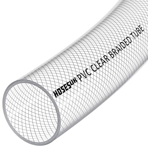 Manguera de tubo de plástico flexible de PVC transparente reforzado trenzado de 32mm (1 1/4') de diámetro interior para aire, agua, aceite, gas, alimentos, 2 metros