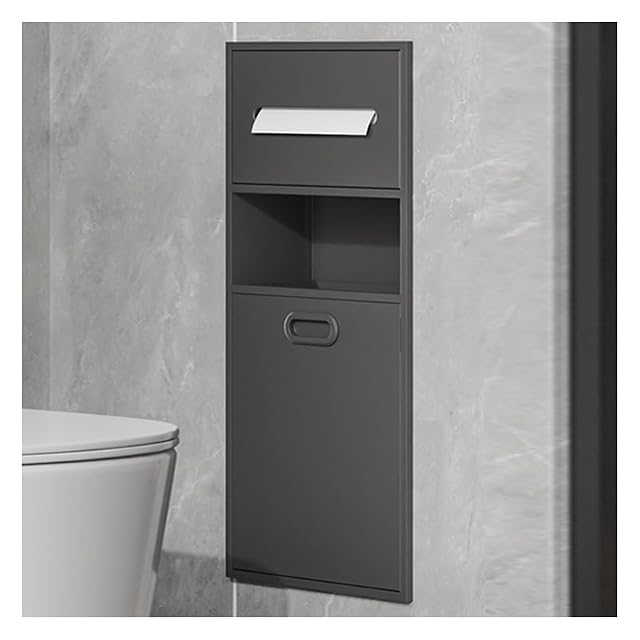 Bathroom Wall Niche Shower Caddy Recessed Stainless Steel with Trash Can for Home and Hotel Durable Storage Solution
