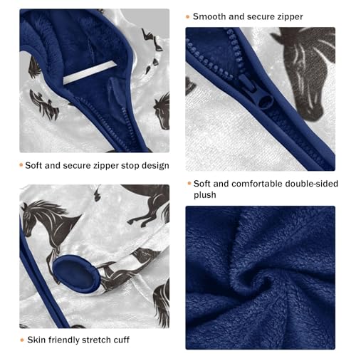 Horse Silhouette Girls Fleece Jacket Girls Fall Jacket Girls Zip Up Hoodie Girls Sherpa Jacket 2-10T3