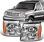 AKKON - For Cadillac Escalade Chrome Clear Halogen Type Headlights Front Lamps Replacement Pair Left + Right