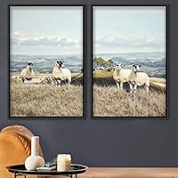 2 Piece Framed Canvas Wall Art Alpacas Canvas Prints Home Artwork Decoration for Living Room,Bedroom - 16