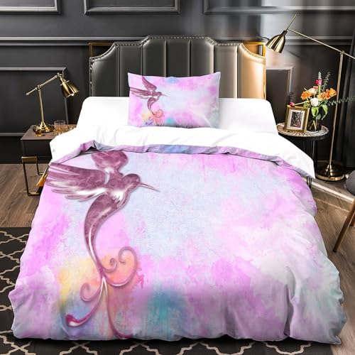 Parure de lit microfibre 3D premium housse de couette rose