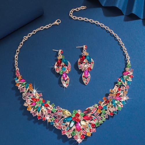 Image of Shining Diva Fashion Stylish Design Fancy Crystal Necklace Jewellery Set for Women | Trendy Celebrity Inspired Jewellery