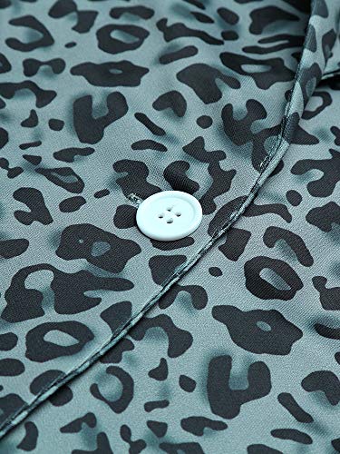 Leeofty Mulheres Elegante Leopard Print Blazer Suit Manga Comprida Turn-down Collar Slim Verificado