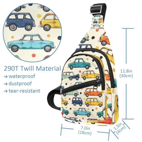 Mochila cruzada con correa ajustable y estampado de coche multicolor 4