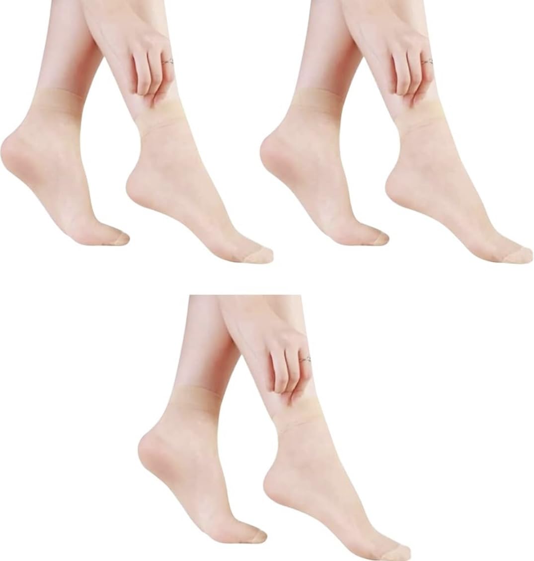 Trendy 3 Pairs Ultra-Thin Transparent Nylon Summer Ankle Length Stocking Socks for Women/Girl's | Breathable, Lightweight and Comfortable,Beige/Skin-picture-39