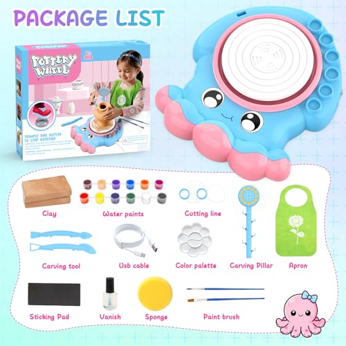Image of Aujazyble Pottery Wheel for Kids, Complete Pottery DIY Art & Craft Kit Toy, Arts and Crafts for Kids Ages 8-12, Girls Boy Toys Birthday Halloween Christmas Gift for Kid Ages 6 7 8 9 10 11 12+, Blue