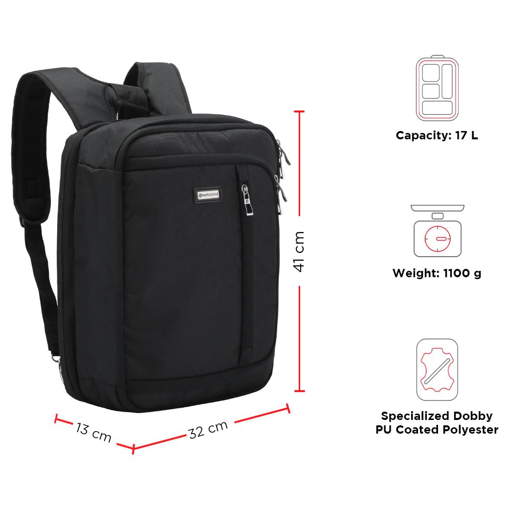 HARISSONS Metro 15.6 Inch Messenger Laptop Bag for Men & Women | with Detachable Shoulder Straps & External USB Port (Black) 2