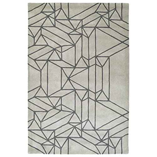 Image of Modern Handmade Woolen Carpet for Living Room Bedroom and Hall Size 6 x 8 Feet Color Lt. Gray & Gray