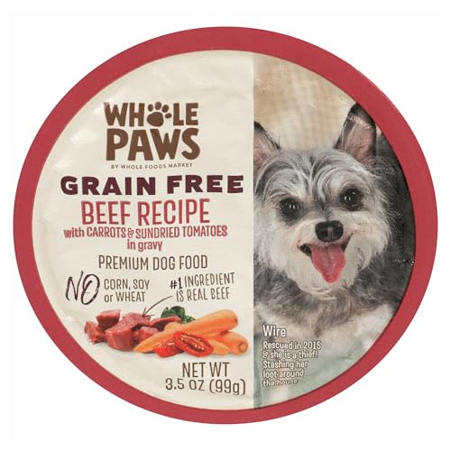 Whole Paws Grain-Free Wet Dog Food Beef Recipe with Carrots & Sundried Tomatoes in Gravy 3.5 Ounce