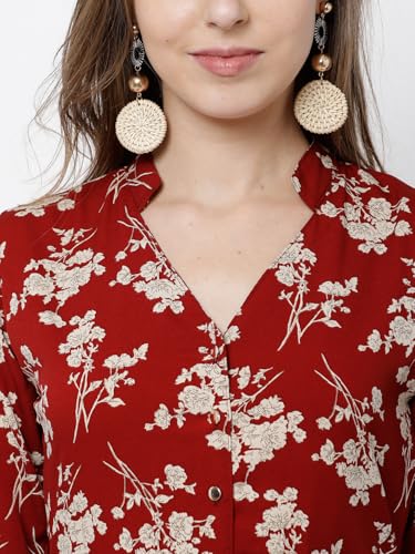 Image of Tokyo Talkies Women's Three-Quarter Sleeves V-Neck Printed Dresses | Stylish Dresses | Casual Dresses