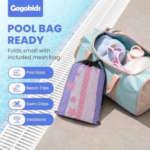 Image of Gogokids Kids Swim Cover Up, Lightweight Microfiber Changing Poncho with Carry Bag, Beach Pool Coverup for Boys Girls