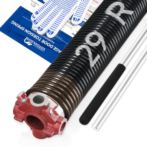 YoToolGDS Right Hand WindRed Cone2 Garage Door Torsion Spring with Non-Slip Winding Bars & Gloves High Precision Electrophoresis Black Coated for Replacement MIN 16 000 Cycles (0.234x2x29)