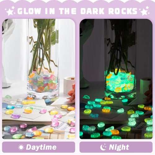 Image of OSOPOLA 350 PCS Glow in The Dark Rocks - White Luminous Stones | Fish Tank Accessories DIY Decor Pebbles for Fairy Garden Yard FD05MX350B