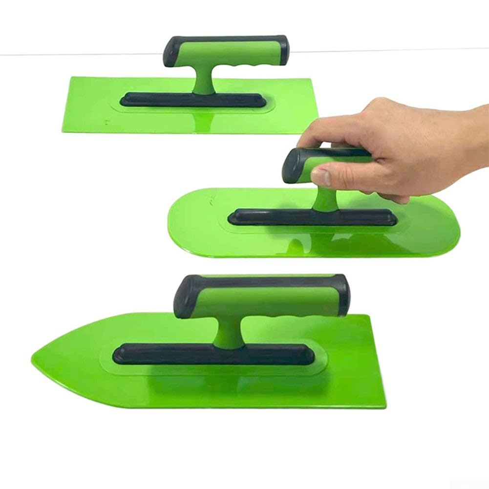Raschietto per cemento per muratura e muratura, set di 3 cazzuole in plastica per intonacatura leggera, applicazione di stucco e levigatura, 25 cm, verde