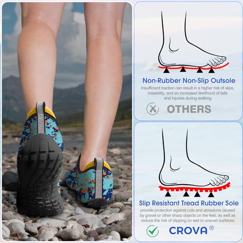 Image of Built-in Heel Grips Water Shoes for Kids Girls Boys Hiking Wide Barefoot Swim Beach Pool Big Kid