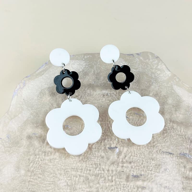 60 70s Big Acrylic Daisy Flower Petal Drop Dangle Earrings Stud Resin Floral for Women Cfboyolorful Summer Y2k Holiday Jewelry4