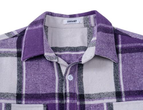 Image of COOFANDY Mens Flannel Shirts Long Sleeve Plaid Shirt Jacket Button Down Shirt with Pockets