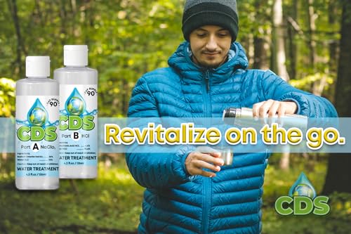 cds set- chlorine dioxide water treatment 8 oz kit  - sodium solution w 4 hcl - ideal for hiking camping essentials survival kit water treatment 16 oz total