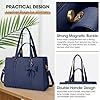 NEWHEY Handtasche Damen Shopper Damen Große Schwarz Tasche Damen Laptoptasche 15.6 Zoll PU Leder Umhängetasche Arbeitstasche für Business Arbeit Schule (Blau) #3