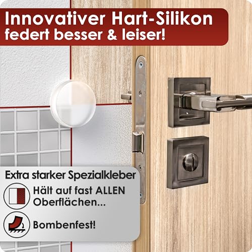 WEIDEBACH® 6x Dezente Türpuffer Transparent, Türstopper Wand Selbstklebend 20x5 mm, Elastikpuffer für Bad, Glasflächen, Wände, Gummistopper, Klebepunkte