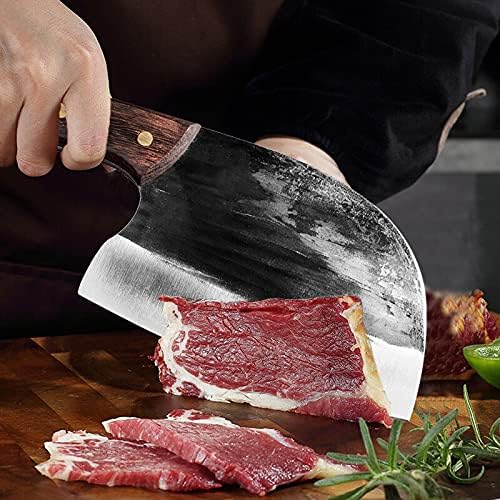 Miniatura 7 de Cuchillo de carne, 6 pulgadas forjado chino cuchillo de cocina cuchillo de carne 50cr15 acero inoxidable cuchillo de carnicero wengué mango de