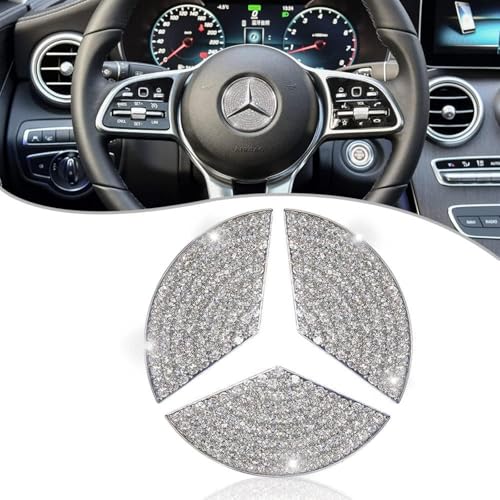 LbsAMP Cristal Bling Autocollant Accessoire Voiture Interieur 49mm Autocollant Logo Mercedes Benz Emblème de Volant pour A E S CLA CLS GLA GLB GLC GLE GLS SL