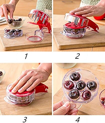 Locisne 6 Cherry/Olive Stoner, Home Kitchen Tool Handheld Cherry Pitter Corer Olives Pit Easy Removal Core Squeeze Clamp Seeder (White)