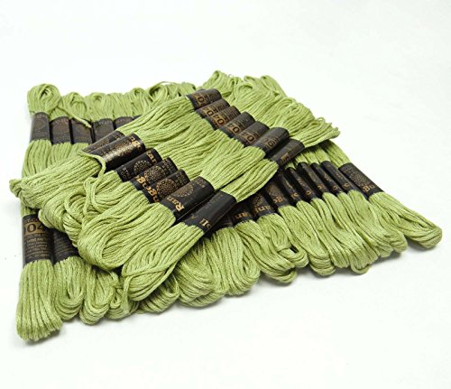 25 Piezas Hilo de Algodón Verde Claro para Bordar miniatura 3
