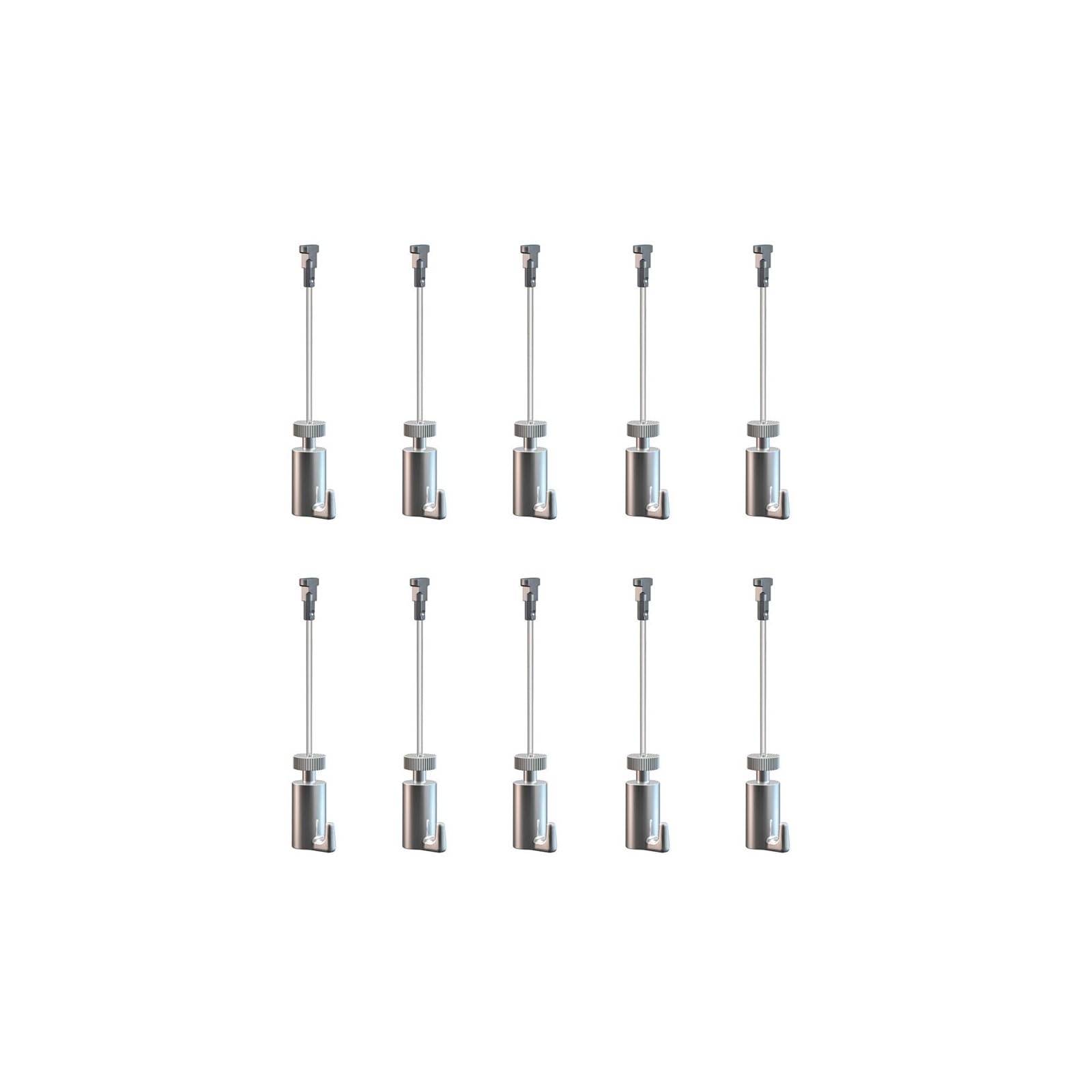 Arti Teq - Lot de 10 Kits de Fixation Câble Perlon Twister 150 cm avec Crochet Autobloquant Classic - Supporte jusqu'à 15 kg - Compatible avec Cimaises Artiteq - Transparent