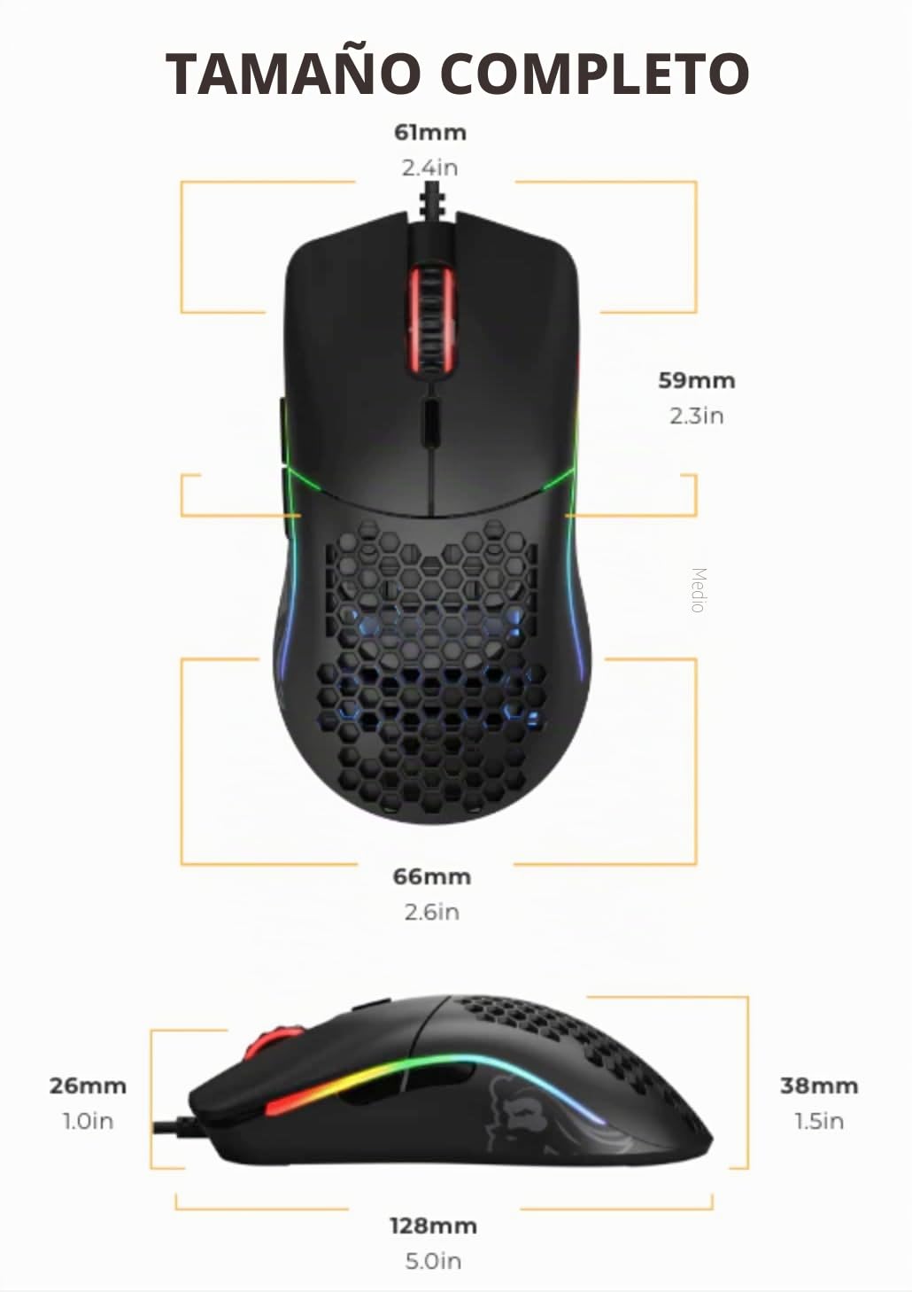 GLORIOUS Gaming Model O Ratón Gaming con Cable - 67 g superligero, diseño Colmena, RGB, Sensor Pixart 3360, switches de Omron, ambidiestro - Negro Mate