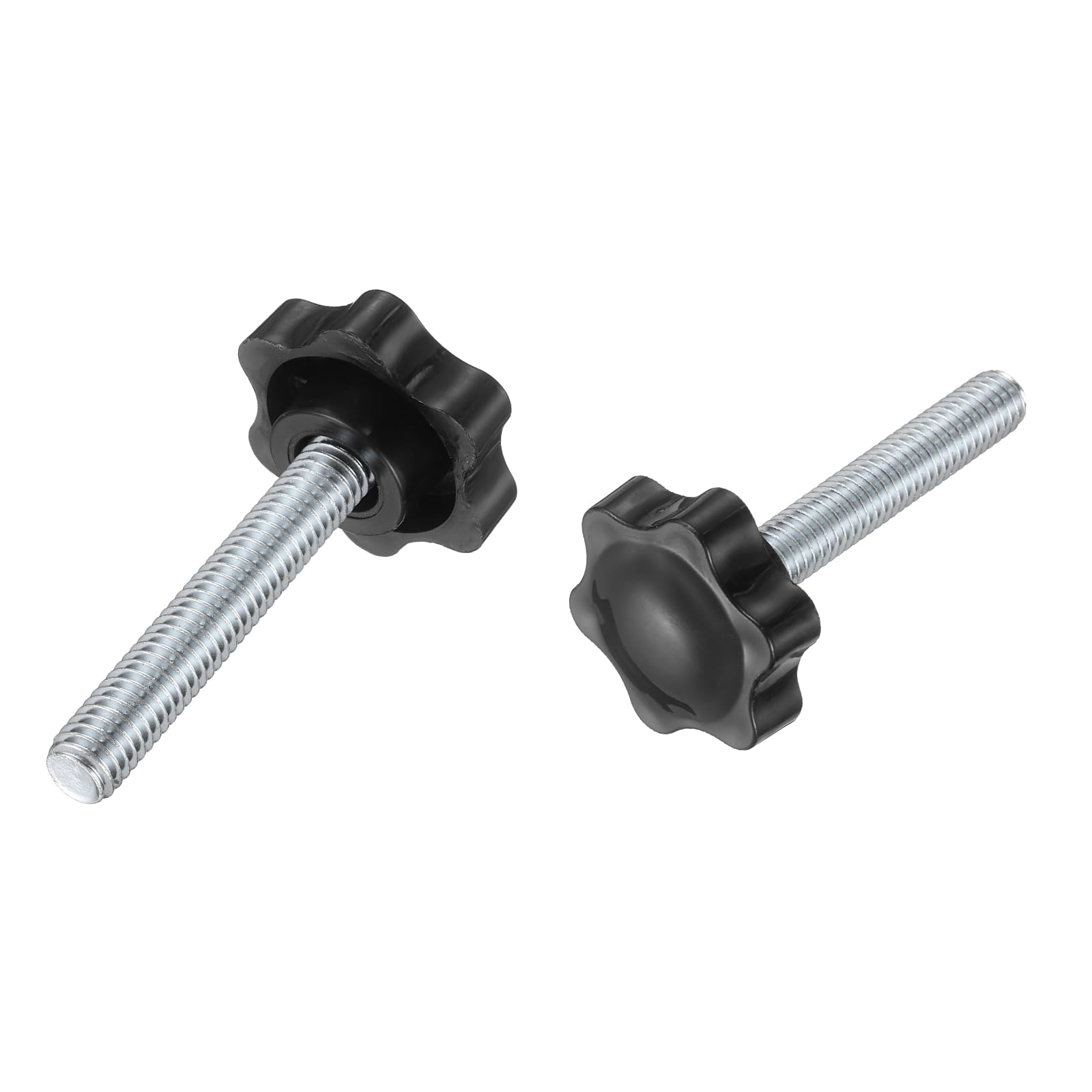 sourcing map 2Pcs 3/8"-16 Star Knobs, 2.2" Threaded Stud Plastic Male Clamping Knob Screw Hand Tightening Replacement Knob for Industrial Furniture Tools Jigs Clamps, Black