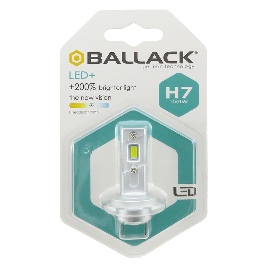 BALLACK Lampadina H7 LED auto, 16W 6500K 12V, Senza Ventola, Canbus integrato, 200% di luminosità