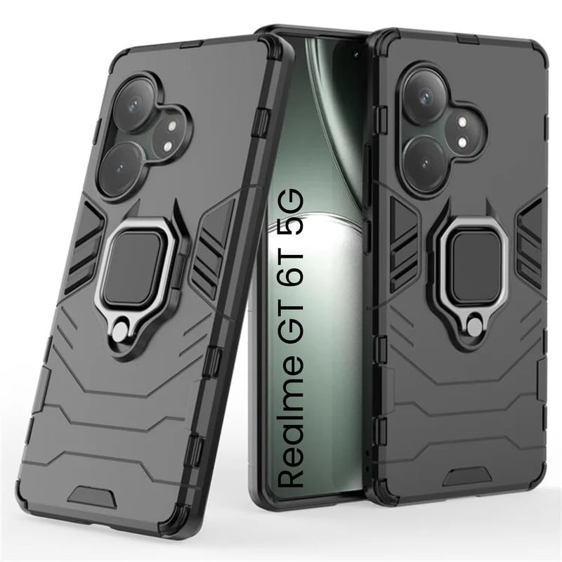 Prime Retail Tough Armor Bumper Back Case Cover for Realme GT 6T 5G, Built-in Ring Holder & Kickstand, 360 Degree Protection Hard Back Case Cover for Realme GT 6T 5G (TPU & PC, Black) (B0D8BT5X7J) Amazon Price History, Amazon Price Tracker