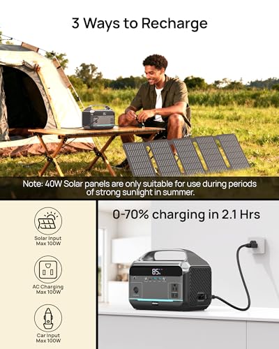 Image of DARAN Portable Power Station with 60W Solar Panel Included, 288Wh LiFePO4 Battery, 350W (600W Peak), 7-Port Design, 2.1Hrs Fast Charing Solar Generators for Home, Outdoor Camping