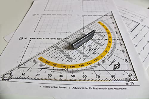 Wedo 527 Geometrie-Dreieck aus Kunststoff Hypotenuse mit abnehmbarem Griff, 25 cm, transparent