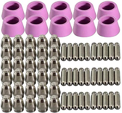 70 Pcs SG-55 AG-60 Plasma Cutter Torch Consumables Electrode Nozzles Cups Kit Galvanized Copper Ceramic