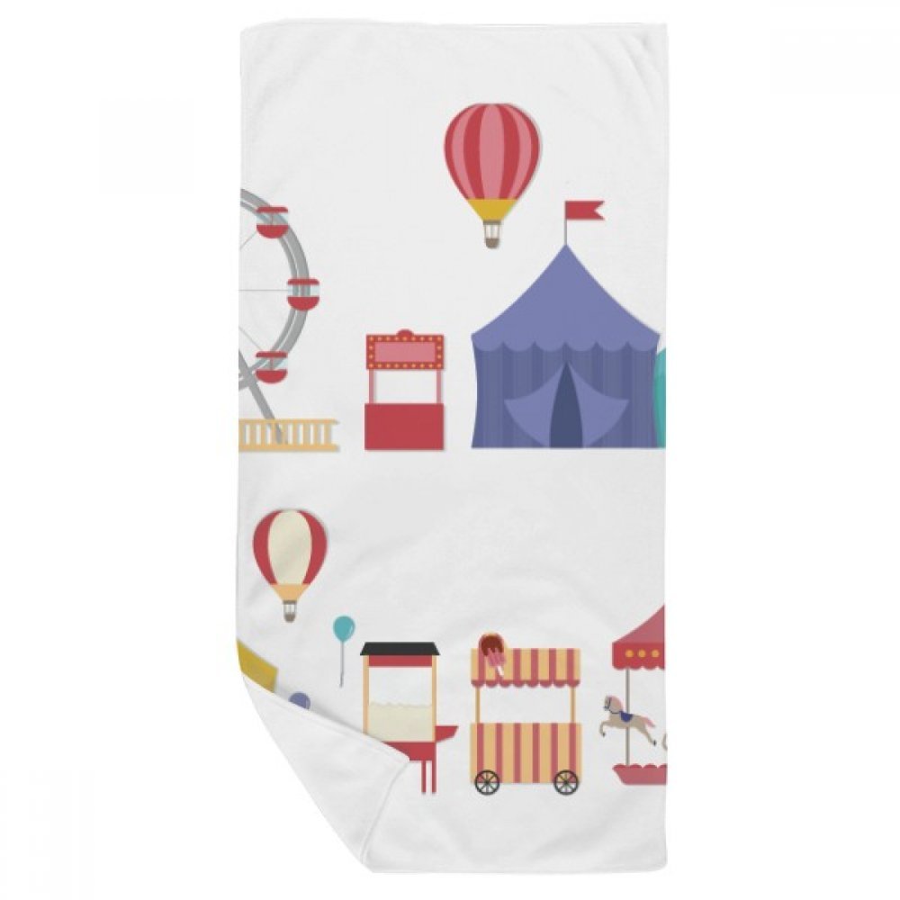 Serviette de bain douce 35x70cm aux finitions soignées et motif manège
