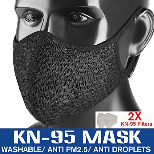 Pathonor - Máscara negra con 2 filtros Kn95 para la limpieza, la construcción, el tratamiento de la madera, el corte (1 unidad)