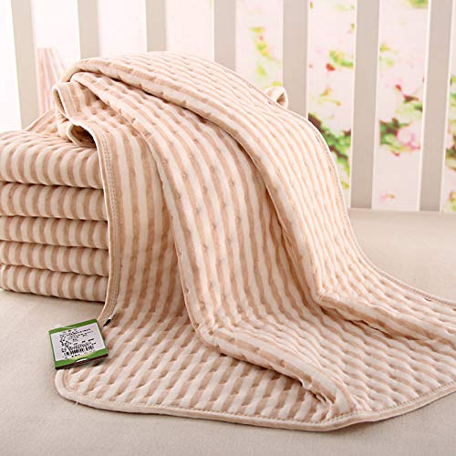 Almohadilla Impermeable para Cuna 50x70 cm, Algodón Orgánico, Lavable, Cambiador de Pañales para Bebé, Rayas de Café