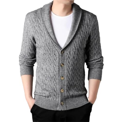 Men's V-Neck Retro Long-Sleeved Cardigan Casual Twisted Sweater Knitted Cardigan2