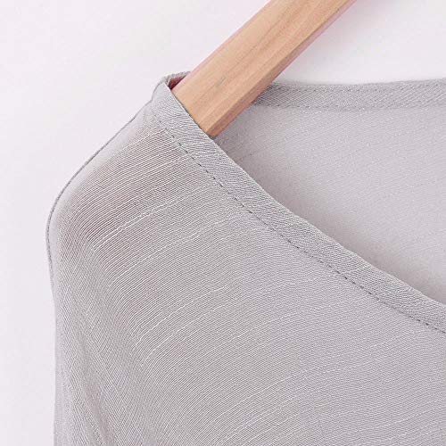 Misaky Women's Blouse Daily Casual Plus Size Loose Tops Cotton Linen Solid Color Shirt (Gray, Large) #TOP3