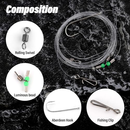 Dr.Fish 6PCS Sea Fishing Rigs Beach Casting, Clipped sea rig Hook Size 2/0, Hand Tie Shore Fishing Single Hooks Ready for Use - Image 4