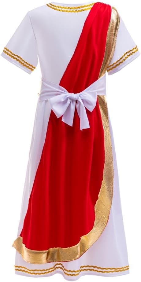 Dressy Daisy Roman Greek Costume with Laurel Headband for Toddler Kids Boys Halloween Dress Toga God Outfit Size 4-14