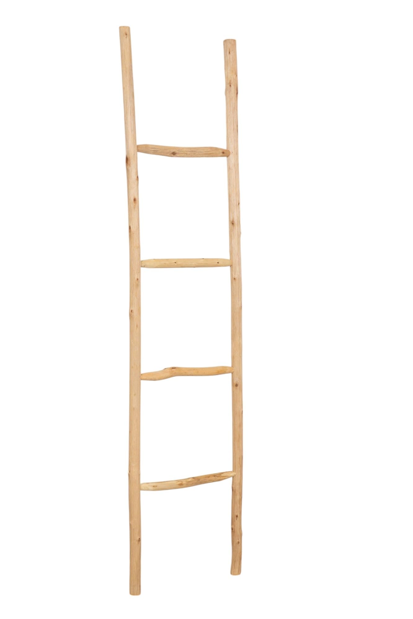 Biscottini Scaletta porta asciugamani bagno 168x36x3 - Scala Decorativa in Legno - Scaletta legno appendi asciugamani - Scala portasciugamani - Scaletta portasciugamani da parete Metallo, Bambu