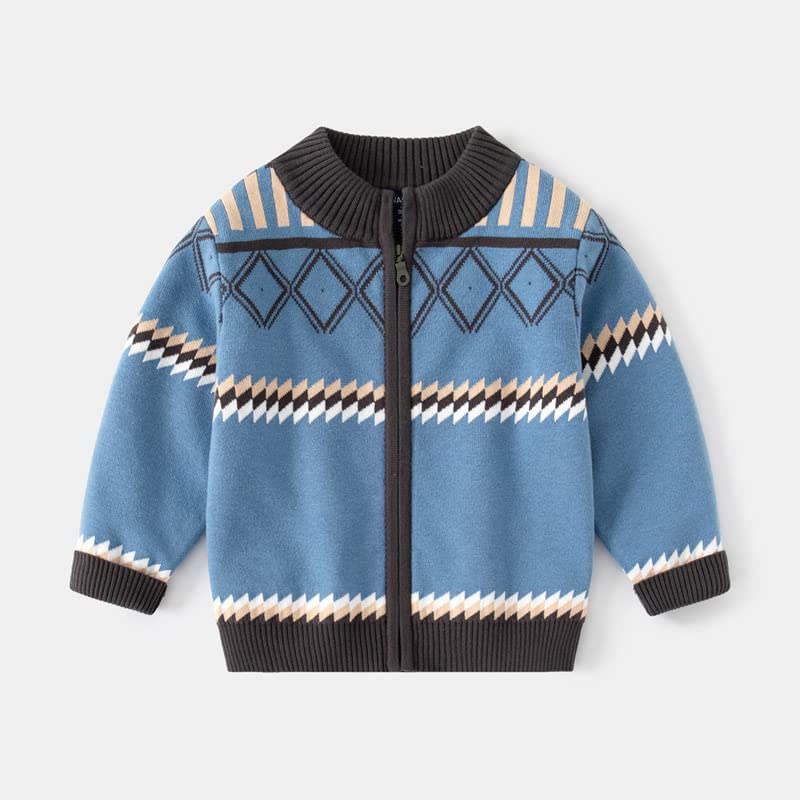 Baby Boys Girls Color Block Pattern Fleece Cardigan Sweater Zip Up Long Sleeve Winter Fall Comfy Jumper Tops2