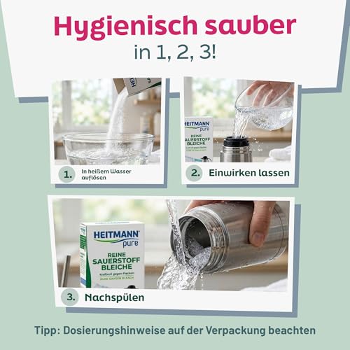 HEITMANN pure Reine Sauerstoffbleiche 350 g | Ökologisches Bleichmittel aus Aktiv-Sauerstoff & Soda für Wäsche & Haushalt | Waschmittel Pulver gegen Flecken & Schmutz 5