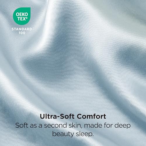 image for Bedsure King Size Satin Pillowcase Set of 2 - Celestial Blue Silky Pil