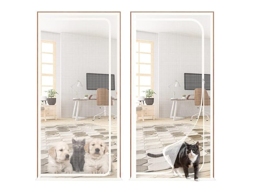rackbone katzengitter balkontür, Verdickte Katzenschutzgitter für Wohnzimmer, Schlafzimmer, Küche, Terrasse, Hund Katze Gittertür mit Reißverschluss… (Geeignet für Türgröße: 90 cm x 200 cm)
