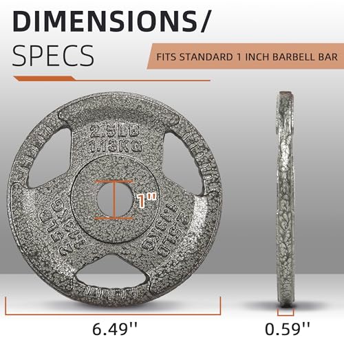 Image of Fitvids Cast Iron 1-Inch Standard Weight Plate for Strength Training & Weightlifting, Multiple Weights Available